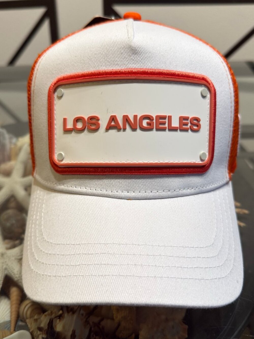 FIFA OFFICIAL LOS ANGLES WHITE ORANGE TRUCKER SNAP-ON HAT CAP NWT